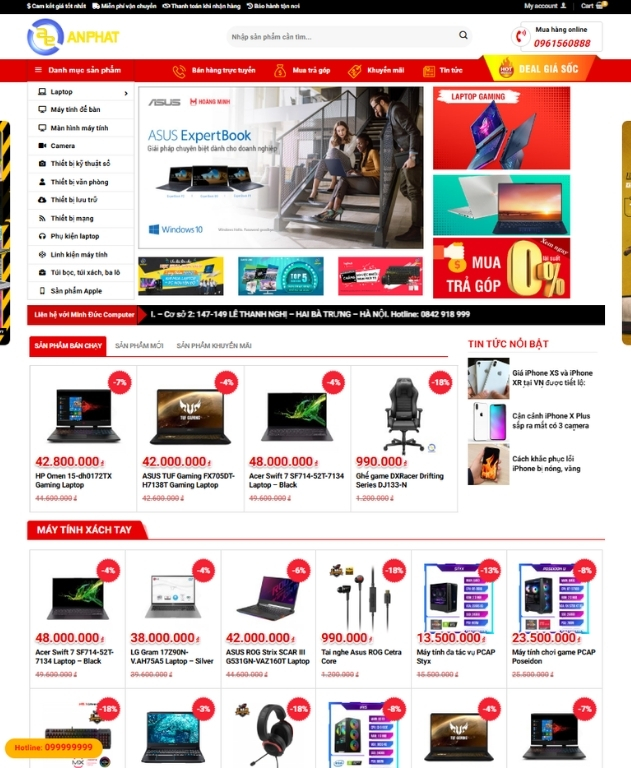 Source Code Theme WordPress bán máy tính, laptop